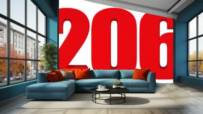 206 number Wall mural