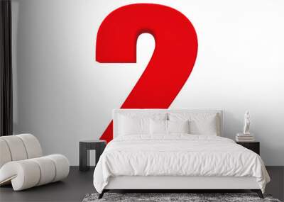 3d Red number 2 isolated on white background Wall mural