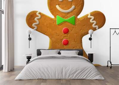 Gingerbread man decorated colored icing Wall mural