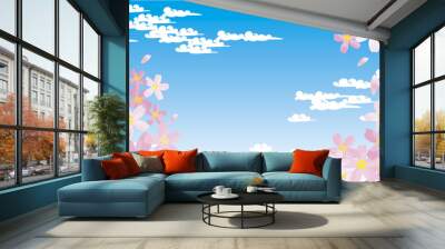 Blue sky and cherry blossoms Wall mural