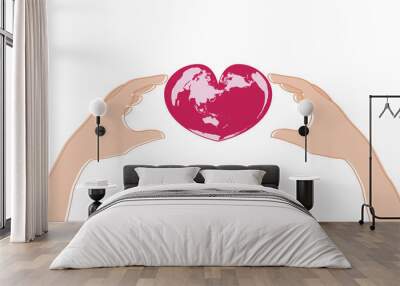 hand and the earth of heart Wall mural