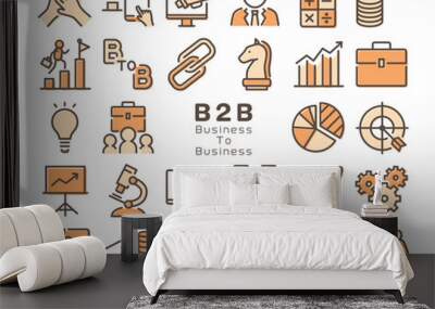 b2b（business to business）カラフルなラインアイコンセット Wall mural