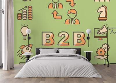 b2b（business to business）カラフルなラインアイコンセット Wall mural