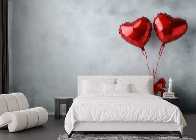 Heart Balloons with Gift Box Wall mural