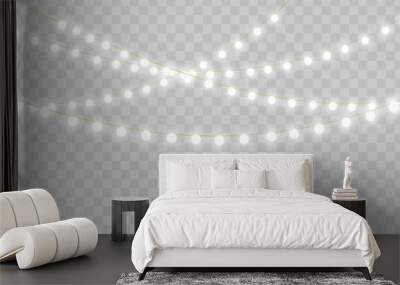 Christmas lights isolated on transparent background. Xmas glowing garland. Vector illustration Wall mural