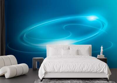 Circular flare transparent light effect. Abstract galaxy ellipse border. Luxury shining rotational glow line. Power energy glowing ring trace. Round shiny frame. Wall mural