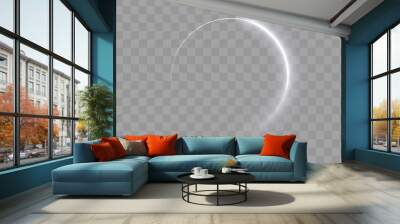 Light white Twirl. Curve light effect of white line. Abstract luxury white light vector flare semicircle and spark light effect. Luminous white circle portal. PNG Podium, platform, table. Wall mural