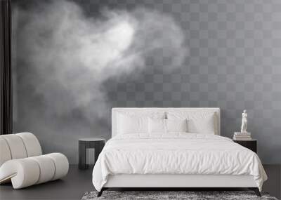 Transparent special effect stands out with fog or smoke. White cloud vector, fog or smog. Wall mural