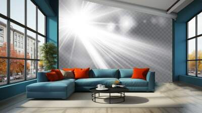 Vector transparent sunlight special lens flare light effect. Wall mural