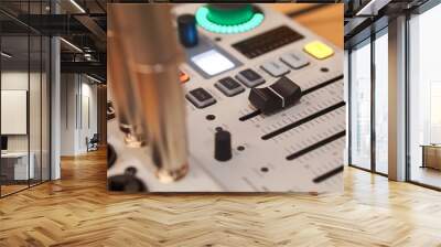 Closeup audio mixer with faders volume Wall mural