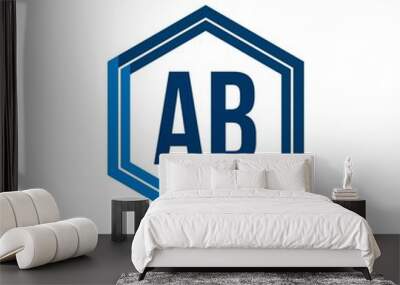 Initial Letter Logo AB Template Vector Design Wall mural