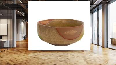 Brown ceramic bowl on white background. Wall mural