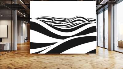 Abstract vector background of waves. 3D optical illusion- line art. Wall mural