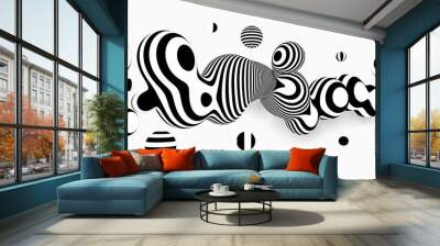 Abstract vector black and white background . Metaball  design, with organic looking 3d effect. Wall mural