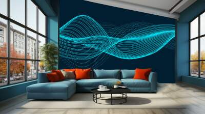 Abstract vector design element. Flowing particle waves. Wall mural