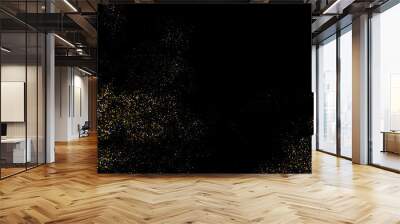 Vector golden smoke background. Gold particles . Glittering gold dust on black background. Wall mural