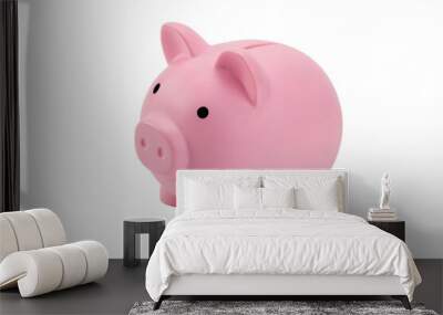 Pink piggy bank isolated on white background with clipping path. Wall mural