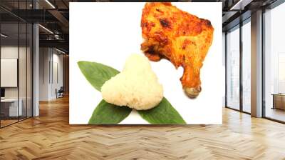 roast chicken glutinous rice close-up isolated on white backgrou Wall mural