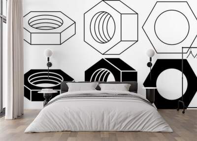 hardlock nut icon set Wall mural