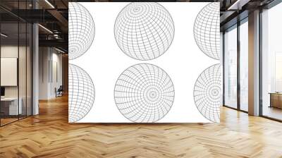 Thin line globe gird icon set.black white globe gird icon Wall mural