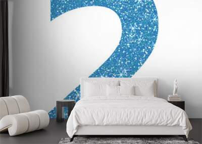 Blue glitter number two in transparent background.Number 2 icon, Design for decorating, background, wallpaper, illustration.

 Wall mural