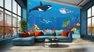 Design Shark and under sea Background  Wall mural