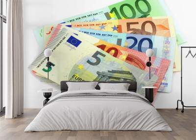 Stack of Euro banknotes isolated Wall mural