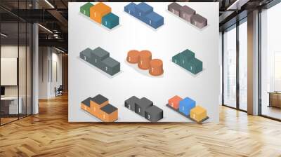 Pedestal for rewarding an isometric, vector illustration. Wall mural