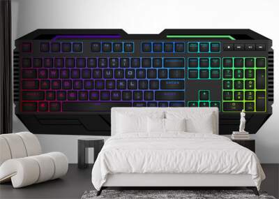 Gaming keyboard with LED backlit. Realistic computer keyboard. Wall mural