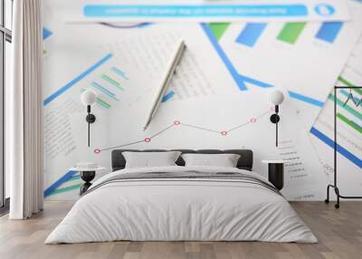 Silver pen lie on paper chart with Wall mural