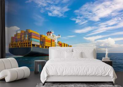 cargo ship sailing on the sea Wall mural