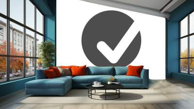 Black check mark icon. Tick symbol in Black color, vector illustration. Wall mural