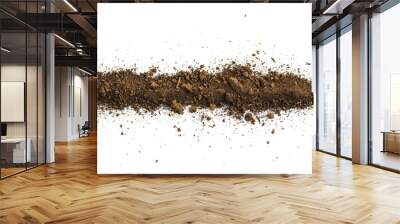 Dirty earth on white background. Natural soil texture Wall mural