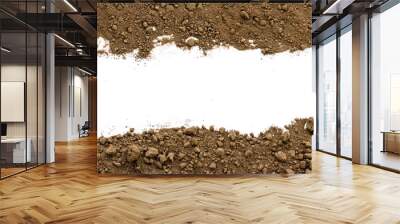 Dirty earth on white background. Natural soil texture Wall mural