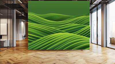 farm green banner, organic abstract background with fields. wavy green lines, natural organic products. ecology background. striped farmer green Pattern.Generative Ai. Wall mural