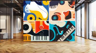 Collection of jazz banners. Flyer templates in flat design. Wall mural