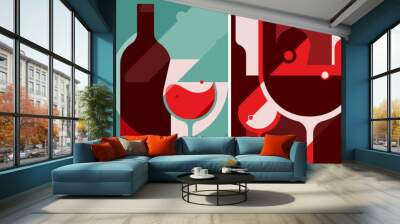 Collection of wine posters. Placard designs in abstract style. Wall mural