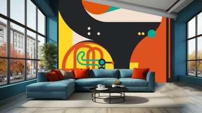 Poster with abstract music instruments. Creative placard design in flat style. Wall mural