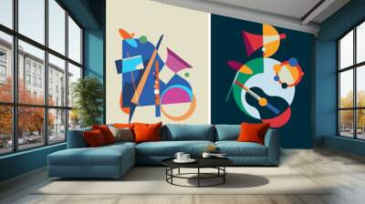 Set of jazz posters. Placard designs in abstract style. Wall mural