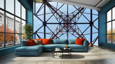 High voltage post.High-voltage tower sky background. High Voltage Electric Tower. Power concept. Wall mural