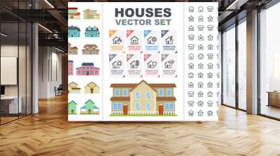 House and home vector icons and objects Wall mural