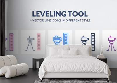 Leveling tool icon in flat, line, glyph, gradient and combined styles. Wall mural