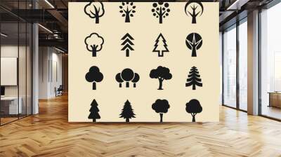 Tree and forest icon set Wall mural