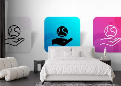 pixel perfect global care, earth donation and charity icon set in line, solid, glyph, 3d gradient style Wall mural