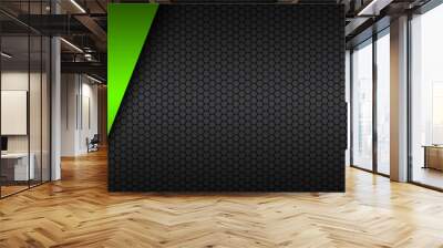 Black and green modern material vector header with a hexagonal mesh. Design banner with polygonal grid and blank space for your logo. Abstract website design Wall mural