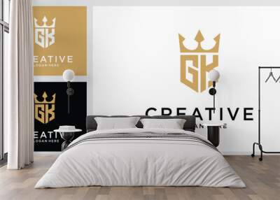 GK or KG initial letter logo design with crown icon vector. Wall mural