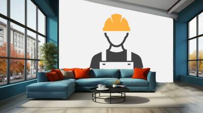 Construction Worker Icon vector Person Profile Avatar With Hard helmet and Jacket, builder man in a helmet, icon, vector illustration Wall mural