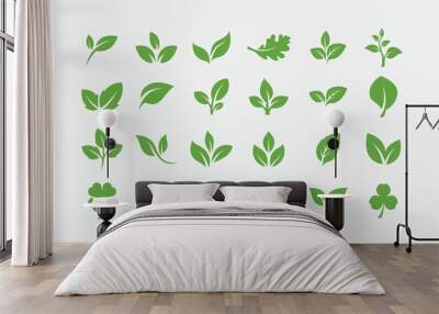 Green leaf ecology nature element vector icon set, Leaf Icon pack, green leaf ecology nature element vector Wall mural