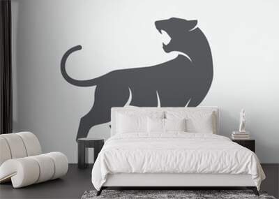 Tiger silhouette logo icon. Wildcat design element. puma. jaguar. leopard icon. Vector illustration Wall mural