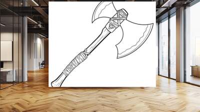 monochrome vector comic drawing of a battle ax. isolated. Wall mural